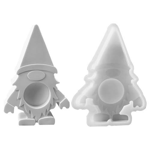 JINGLING Weihnachtskerzenhalter Silikonform für Weihnachtskerzenhalter | Gnome Gipsformen Silikon Gnome Kerzenhalter Form Kerzenhalter Kerzenhalter Form Gipsformen für Kerzenständer für die von JINGLING
