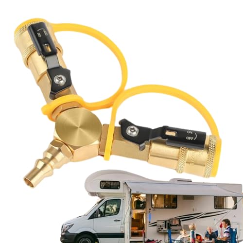 JINGLING Y-Verteiler mit Schnellverbindung für Wohnmobile, Schnellverbindungsverteiler für Wohnmobile, Absperrventil mit Schnelltrennung, 1/4 Zoll (6,35 cm), 2-Wege-Adapter, 1/4 Zoll von JINGLING