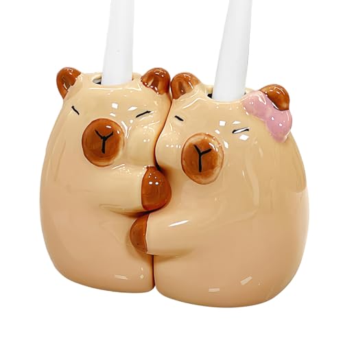JINGLING Zahnbürstenhalter | Capybara Keramik-Stiftehalter, niedlicher Capybara-Zahnbürstenhalter für Badezimmer, Büro, Toilette, und Reise von JINGLING
