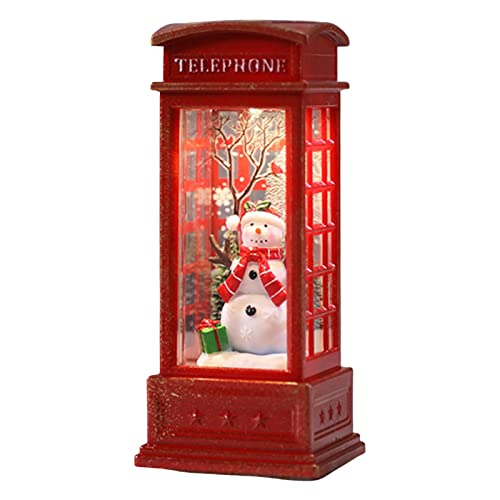 Weihnachts-Schneekugel, Laterne, Telefonzelle, wirbelndes Wasser, glitzernd, batteriebetrieben, festicval Ornament für Weihnachten, Tischdekoration, Dekoration für Tisch von JINGLING