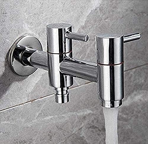 Außenhahn-Wasserhahn, Messing, Chrom-Finish, Wandbehang, Doppel-Wasserhahn, Doppel-Waschmaschine, Außenwasserhahn, Praktischer Garten-Wasserhahn, Wasserhahn Für Den Außenbereich,Friendly32 von JINGPINGGE
