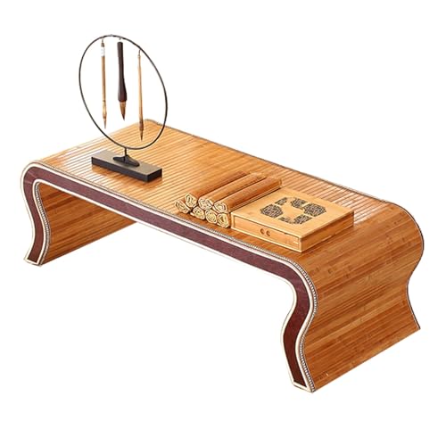 JINGSHIQIAOPL Handgefertigter Japanischer Tatami-Couchtisch aus Bambus, Niedriger Tisch mit Massivholzrahmen und Rutschfesten Pads für Erker, Tee-, Meditations- und Wohnzimmer(60x45x30cm/24x18x12in) von JINGSHIQIAOPL