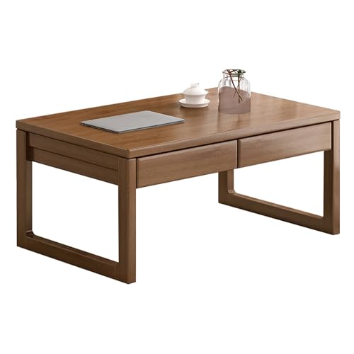 JINGSHIQIAOPL Japanischer Bambus Tatami-Couchtisch mit 2 Schubladen, Multifunktionaler Niedriger Tisch für Wohnzimmer und Schlafzimmer, Einfache Montage(70x42x30cm/28x16.5x10in) von JINGSHIQIAOPL