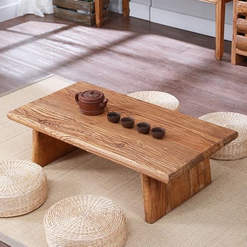 JINGSHIQIAOPL Japanischer Tatami-Couchtisch, Niedriger Tisch mit Holzmaserung, Bodentisch für Meditationsecke, Teezeremonie und Wohnzimmer(70x45x30cm/28x18x12in) von JINGSHIQIAOPL