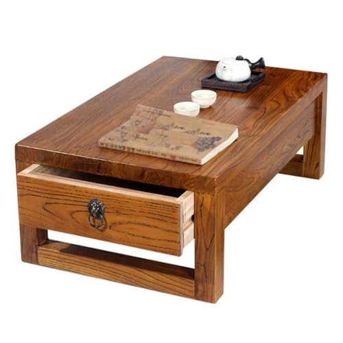 JINGSHIQIAOPL Japanischer Tatami-Couchtisch, Niedriger Tisch mit Schublade, Japanische Möbel für Wohnzimmer, Meditationsecke, Teeecke(120x55x30cm/47x22x12in) von JINGSHIQIAOPL