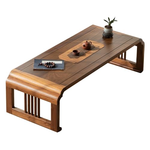 JINGSHIQIAOPL Japanischer Tatami-Couchtisch Aus Massivholz, Niedriger Tisch mit Chinesischem Hohlmuster für Wohnzimmer, Meditation und Kung-Fu-Teezeremonie(90x50x38cm/36x20x15in) von JINGSHIQIAOPL