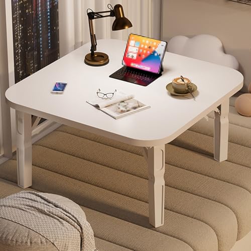 JINGSHIQIAOPL Moderner Tatami-Couchtisch, Tragbarer, Bodentisch Klappbar für Tatami, Ohne Montage, Vielseitiges Klappdesign für Wohnzimmer, Schlafzimmer Und Mehr(White,60x60cm/24x24in) von JINGSHIQIAOPL