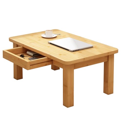 JINGSHIQIAOPL Tatami-Couchtisch mit Schublade, Bambus Bodentisch für Teezeit, Arbeit, Studium, Platzsparend für Japanische Tatami-Zimmer und Schlafzimmer(70x40x52cm/28x16x20.5in) von JINGSHIQIAOPL