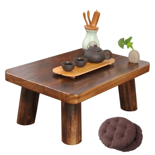 Japanischer Tatami-Couchtisch aus Massivholz, Niedriger Tisch Massivholz mit Abgerundeten Ecken für Meditation, Teezeremonie, Laptop-Schreibtisch, Wohnzimmer, Schlafzimmer(60x35x22cm/24x14x8.5in) von JINGSHIQIAOPL