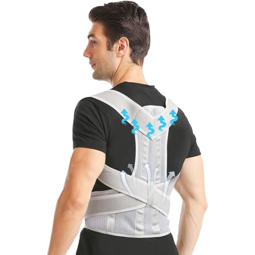 JINGSHUBO Rücken Geradehalter, Haltungskorrektur Rücken Damen und Herren, Back Posture Corrector, Lendenwirbelstütze Verstellbarer Rückenposenkorrektor (Grau, S) von JINGSHUBO