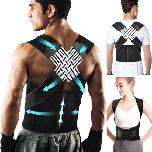 JINGSHUBO Rücken Geradehalter, Haltungskorrektur Rücken Damen und Herren, Back Posture Corrector, Lendenwirbelstütze Verstellbarer Rückenposenkorrektor (Schwarz Grau, S) von JINGSHUBO