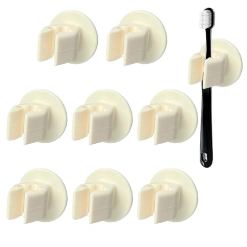 8 Stück Wandhaken Selbstklebende Haken Zahnbürstenhalter Silikon Rasier Halter Toothbrush Holder Wandhalterung Rasierer Mehrzweckhaken Wasserdicht Selbstklebend für Badezimmer Küche Wohnzimmer(Weiß) von JINGTOPS