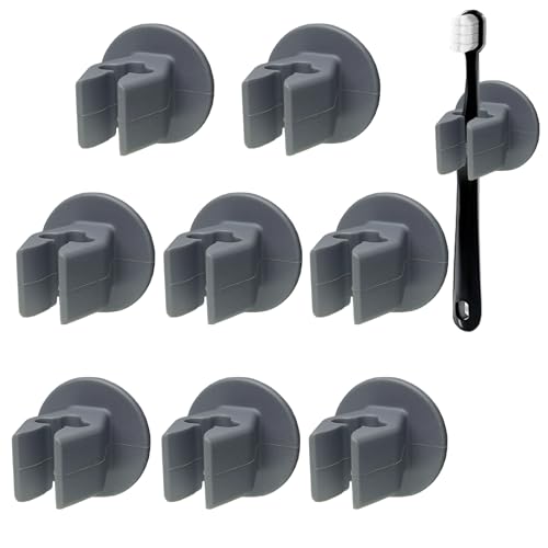 8 Stück Wandhaken Selbstklebende Haken Zahnbürstenhalter Silikon Rasier Halter Toothbrush Holder Wandhalterung Rasierer Mehrzweckhaken Wasserdicht Selbstklebend für Badezimmer Küche Wohnzimmer (grau) von JINGTOPS