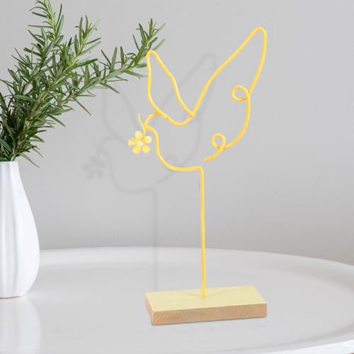 JINGTOPS Aufsteller Blumen Vögel Deko Metall Gold,Deko Frühling Innen Holzdeko Hinstellendeko Fensterbank,Osterdeko Wohnzimmer Deko Wohnzimmer Modern Deko Esstisch Tischdeko (1, Bird) von JINGTOPS