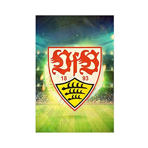 JINGXIU Fußball Team VfB Stuttgart Stil 8 Leinwand Poster Schlafzimmer Dekor Sport Landschaft Büro Zimmer Dekor Geschenk 60 x 90 cm Ungerahmt von JINGXIU