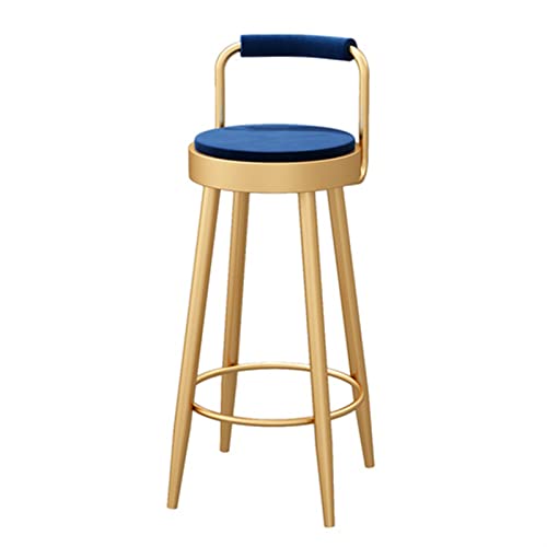 JINGYAN Barhocker High Stool Wrought Iron bar Chair backrest Household high Furniture(Blue) von JINGYAN