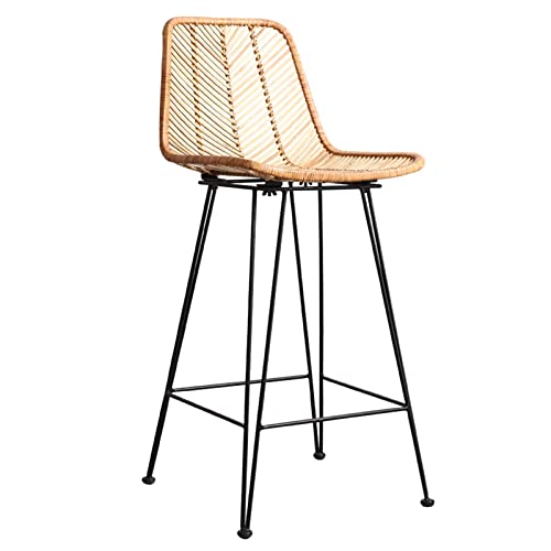 JINGYAN Barhocker Rattan High Chair Home Furniture Iron Back Bar Stool Outdoor von JINGYAN