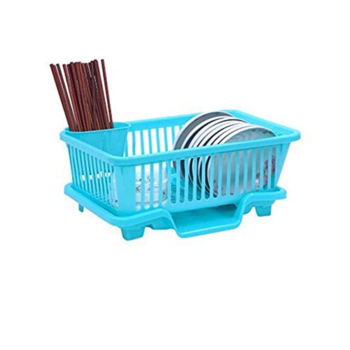 JINGYAN Besteckhalter Faltbare Geschirrträger Küchentablufthalter Home Shelf Lagerregner Geschirrabstiegskorb Waschbecken Trocknen Organizer mit Tablett(Blue) von JINGYAN