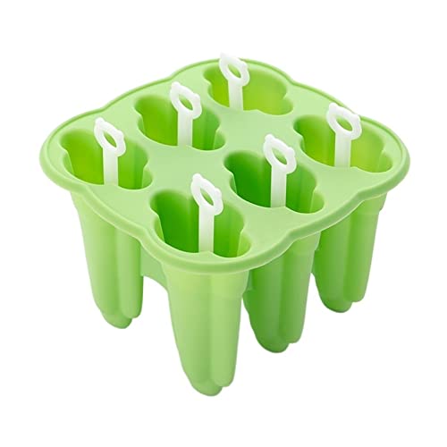 JINGYAN Eiscremeformen 6-Cavity Food Grade Silicone DIY Ice Cream Popsicle Molds Eco-Friendly Freeze Juices Drink Muolds Kitchen Cube Makers Tools(Green) von JINGYAN