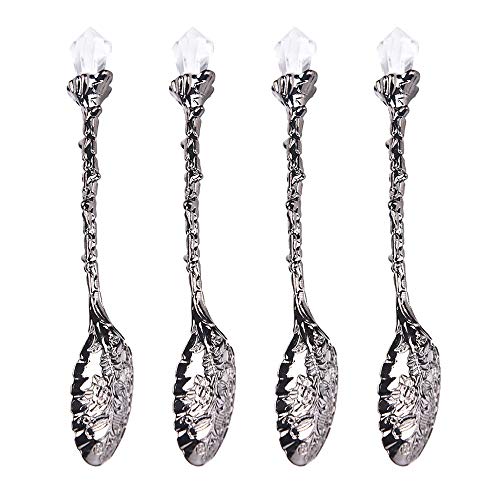 JINGYAN Eisportionierer 4 teile/satz Mini Vintage Löffel Metall geschnitzte Kaffee Tee Eisdessert Scoop Geschirrwerkzeug Küchenzubehör(C) von JINGYAN