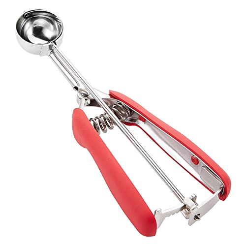 JINGYAN Eisportionierer Stainless Steel Ice Cream Spoon Antiskid Rubber Handle(Red) von JINGYAN