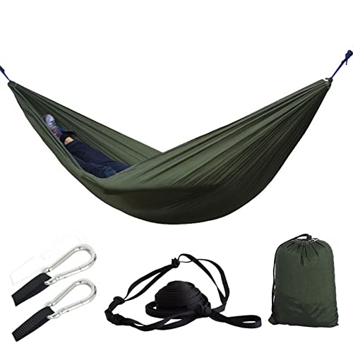 JINGYAN Hängematten Outdoors Portable Camping Parachute Sleeping Double Hammock Garden Swing Hanging Chair(Dark Green) von JINGYAN