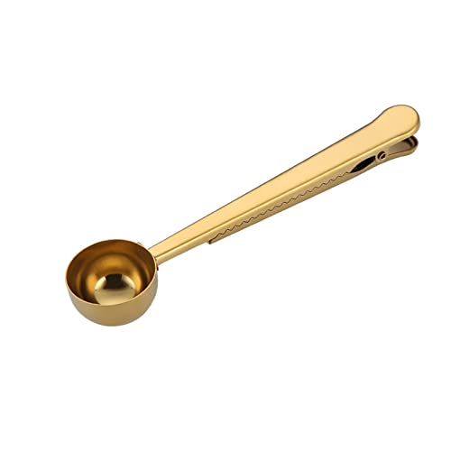 JINGYAN Kaffeelöffel 1PC 2 in 1 Coffee Scoop With Clip Stainless Steel Tea Measuring Cup Spoon Tool Drinking Accessories(B) von JINGYAN