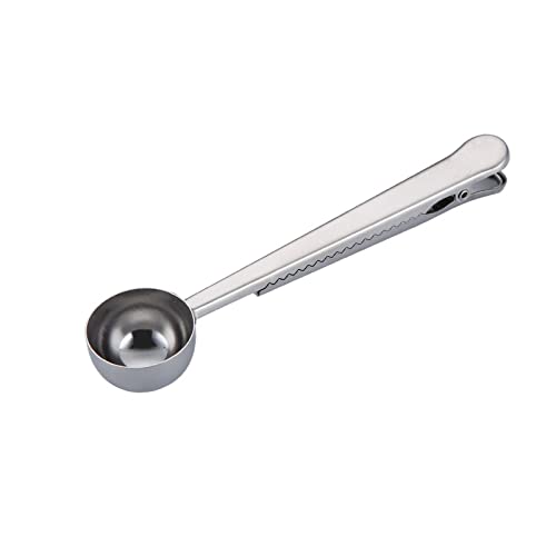 JINGYAN Kaffeelöffel 1PC 2 in 1 Coffee Scoop With Clip Stainless Steel Tea Measuring Cup Spoon Tool Drinking Accessories(E) von JINGYAN