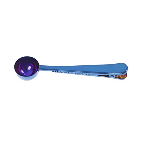 JINGYAN Kaffeelöffel 1Pcs Stainless Steel Coffee Spoon With Sealing Clip Ice Cream Tea Milk Powder Kitchen Accessories Wholesale(Blue) von JINGYAN
