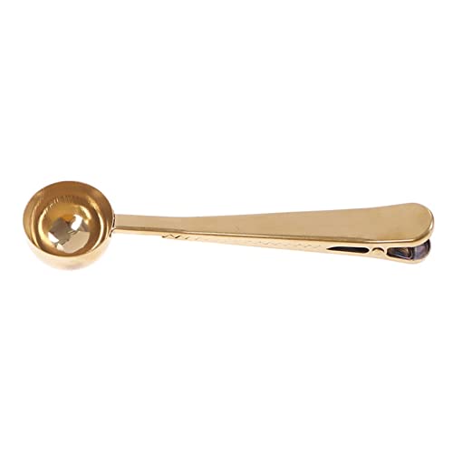 JINGYAN Kaffeelöffel 1Pcs Stainless Steel Coffee Spoon With Sealing Clip Ice Cream Tea Milk Powder Kitchen Accessories Wholesale(Gold) von JINGYAN