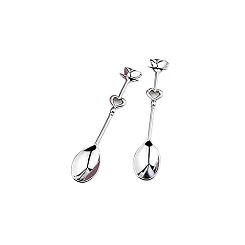 JINGYAN Kaffeelöffel 2PCS Love Tea Coffee Drinking Stainless Steel Spoon Teaspoon Stirring Wedding Bridal Party von JINGYAN