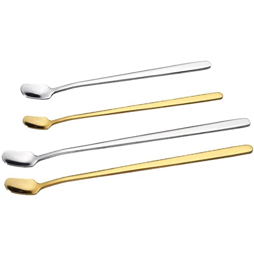 JINGYAN Kaffeelöffel 4PCS Mixing Spoon Long Handle Stainless Steel Cocktail Coffee Scoops Tools Bar Appliances von JINGYAN