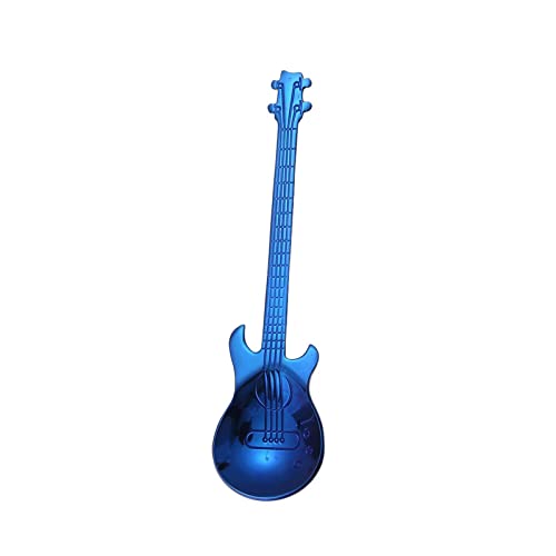 JINGYAN Kaffeelöffel Stirring Spoon Guitar Shape Stainless Steel Coffee Spoons Teaspoon Set Cake Ice Cream Scoop Kit Tableware(Blue) von JINGYAN