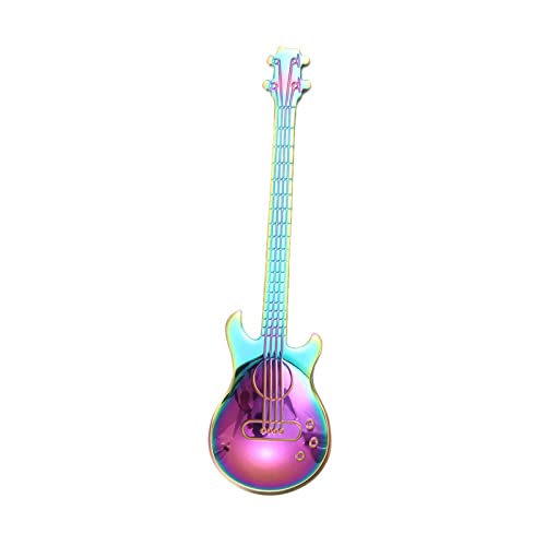 JINGYAN Kaffeelöffel Stirring Spoon Guitar Shape Stainless Steel Coffee Spoons Teaspoon Set Cake Ice Cream Scoop Kit Tableware(Purple) von JINGYAN