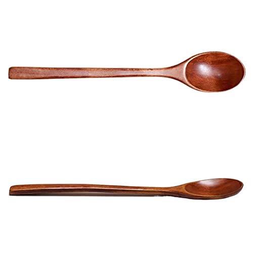 JINGYAN Kaffeelöffel Wooden Teaspoon Solid Wood Tableware Long Handle Coffee Spoon Stir Stick Milk Tea Honey Soup Kitchen Accessories Sets von JINGYAN