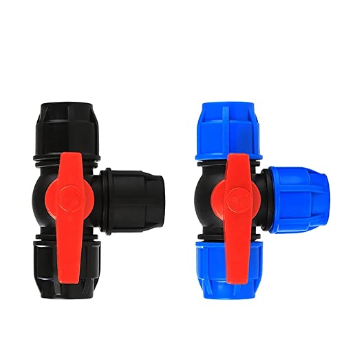 JINGYAN-Kugelventile Three Way Plastic Ball Valve T-type Fast Connection Pipe Quick Union(32mm,Blue type) von JINGYAN
