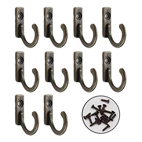 JINGYAN Mehrzweckhaken Eisen Metall Wandhaken Halterung für Holz Wandhalter Schlafzimmer Handtuchhalter Kaffeetasse Haken Küchenhelfer(10 PCS Bronze) von JINGYAN