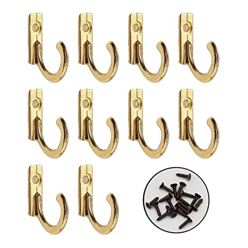 JINGYAN Mehrzweckhaken Eisen Metall Wandhaken Halterung für Holz Wandhalter Schlafzimmer Handtuchhalter Kaffeetasse Haken Küchenhelfer(10 PCS Gold) von JINGYAN