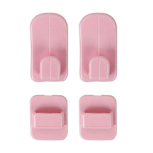 JINGYAN Mehrzweckhaken Sticky Haken Set ABS Klebeband Aufhänger Fernbedienungshalter Wandspeicher for TV Klimaanlagensteuerung 4pcs / set(Pink) von JINGYAN