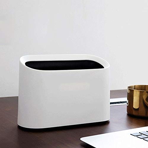 JINGYAN Papierkörbe Desktop Müllkorb Mini Abfallbehälter Tisch Home Office Shaking Mülleimer Kaffee Schreibtisch Aufbewahrungsbox Mülleimer Sonnenzahn Barrel Box(White) von JINGYAN