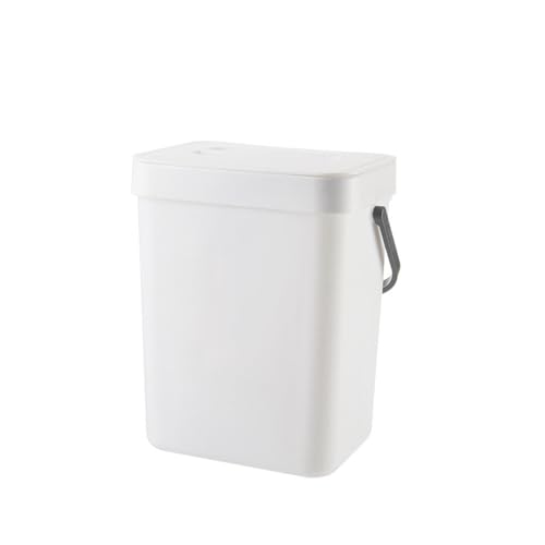 JINGYAN Papierkörbe Trash Can Kitchen Garbage Holder Bathroom Hanging Wall Mounted Storage Bucket Rectangular Desktop Bin Container Garbage Bin(5L,White) von JINGYAN