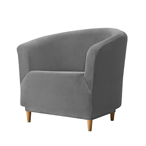 JINGYAN Sofaüberwürfe Solid Color Velvet Sofa Cover Leisure Stretch Single Seat Club Couch Slipcover for Living Room Elastic Armchair Protector Cover(Grijs) von JINGYAN