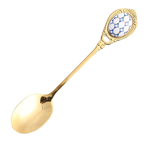 JINGYAN Teelöffel Ceramic Handle Ice Cream Coffee Spoons Teaspoon Vintage Gold Plating Dessert Cake Spoon Tableware JINGYAN Teelöffel Ceramic Handle Ice Cream Coffee Spoons Teaspoon Vintage Gold Plating Dessert Cake Spoon Tableware von JINGYAN