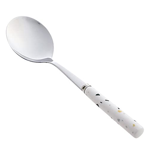 JINGYAN Teelöffel Creative Spoon Stainless Steel Ceramic Handle Western Fork Home Tableware Ice Cream Dessert Small Teaspoon von JINGYAN