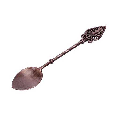 JINGYAN Teelöffel Retro Coffee Spoon Sugar Tea Dessert Cake Spoons Mini Carved Ice Cream Teaspoon Small Alloy Cutlery Accessories von JINGYAN