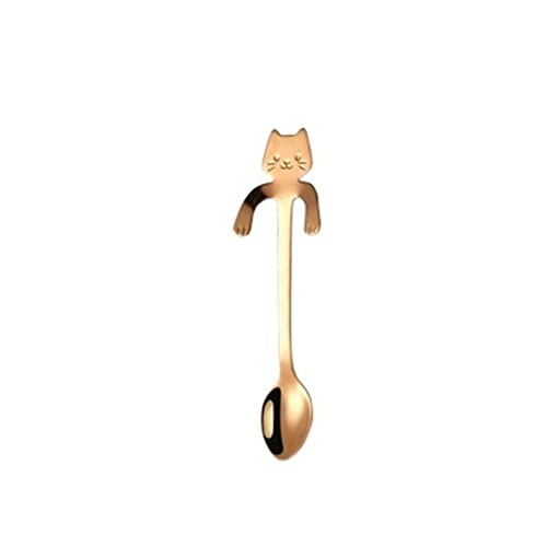 JINGYAN Teelöffel Stainless Steel Coffee Spoon Lovely Cute Cat Shape Teaspoon Dessert Snack Scoop Ice Cream Spoons Tableware Kitchen Gadgets von JINGYAN