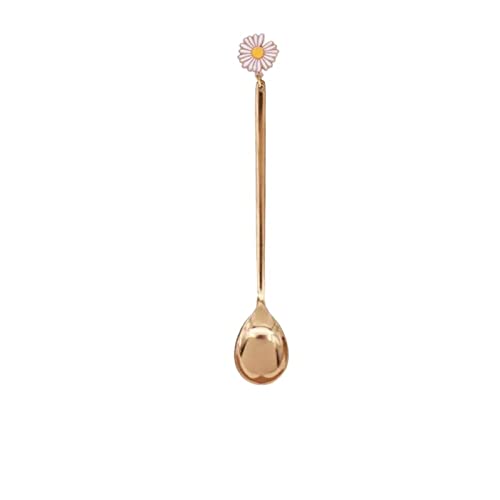 JINGYAN Teelöffel Stainless Steel Shell Spoon Fork Gold Silver Colorful Coffee Spoons Teaspoons Daisy Dessert Fruit Tableware Decor von JINGYAN