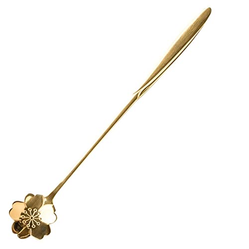 JINGYAN Teelöffel Stainless Steel Vintage Gold Flower Spoons Coffee Tea Spoon Fancy Sugar Dessert Teaspoon Bar Cafe Tableware Supplies von JINGYAN