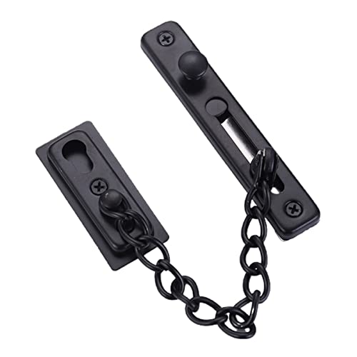 JINGYAN Türketten Security Door Chain Lock Home Guard Latch Stainless Steel with Spring Anti-Theft Press(Black) von JINGYAN