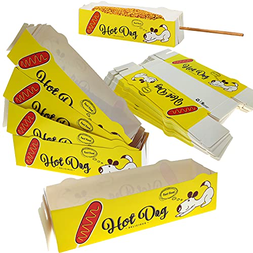 JINGYOU 50 Stück Hot Dog Tüten, Papier Hotdog Schalen, Pommesschale Pappschale, Snackschale, Hot Dog Box für BBQ's ​Hochzeitsempfänge Picknicks, Buffets & meh von JINGYOU